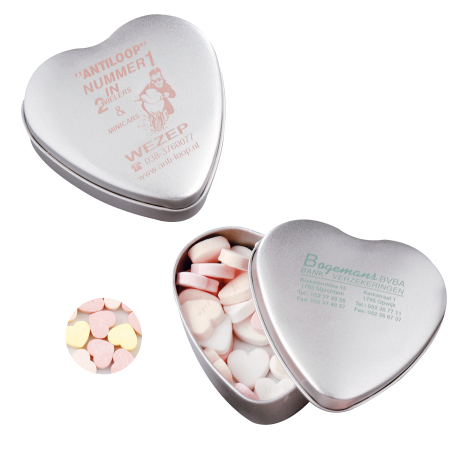 Blechdose Herz mit Zuckerherzchen